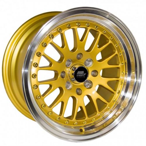 MST Tuner  MT10  Gold with Machined Lip  15x8  (+25)  4x100/4x114.3