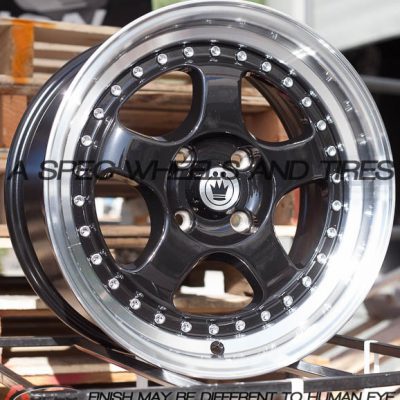Konig  Candy  Black with Machined Lip  16x7  (+40)  4x100