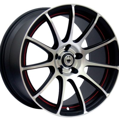 Konig  Z-In  Matte Black with Machined Face and Red Undercut  16x7  (+40)  4x100/4x108
