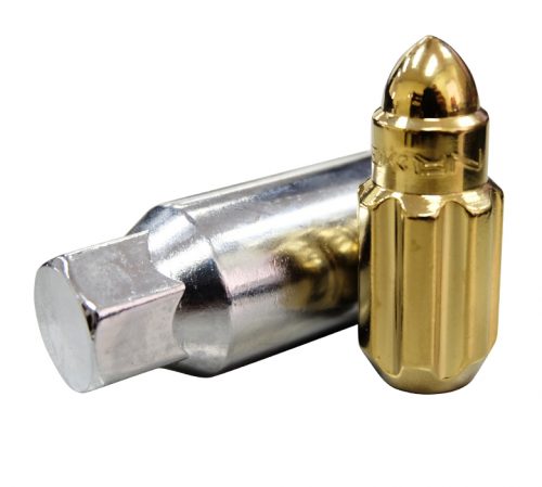 NRG 500 Series Steel Lug Nut Bullet Set  Chrome Gold 12x1.25 Closed End - Image 5