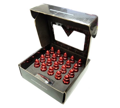 NRG 500 Series Steel Lug Nut Bullet Set  Red 12x1.25 Closed End