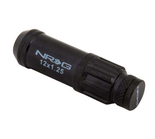 NRG 700 Series Steel Lug Nut w/ dust cap cover Set  Black 12x1.25 Open Ended - Image 2