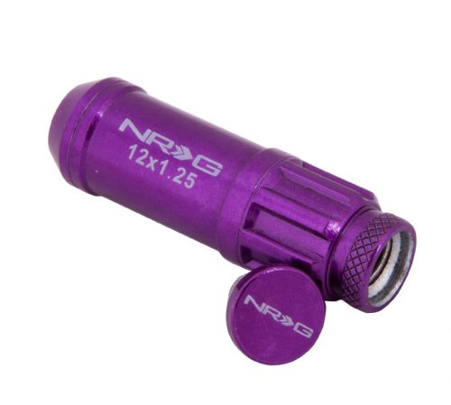 NRG 700 Series Steel Lug Nut w/ dust cap cover Set  Purple 12x1.25 Open Ended - Image 3