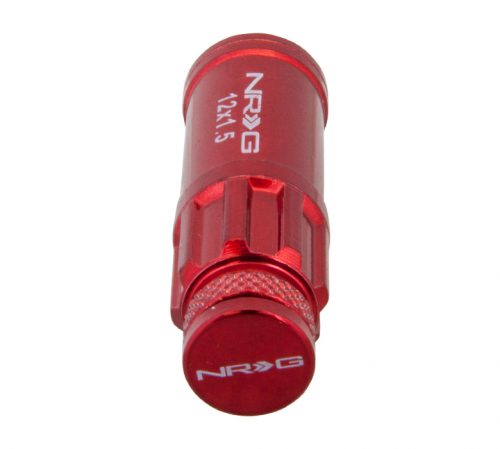 NRG 700 Series Steel Lug Nut w/ dust cap cover Set  Red 12x1.5 Open Ended - Image 5