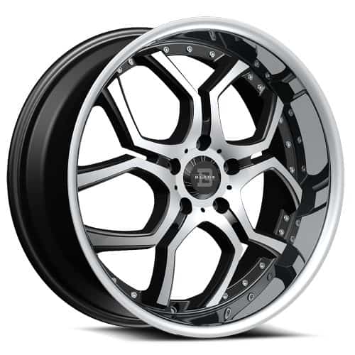 Blade Wheels  BSL-477  Black and Machined with Stainless Steel Lip  22x9  (+35)  5x120