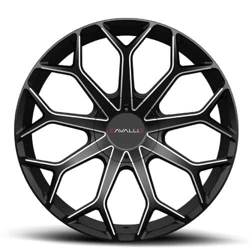 Cavallo  CLV-22  Gloss Black and Milled  22x9.5  (+15)  6x135/6x139.7