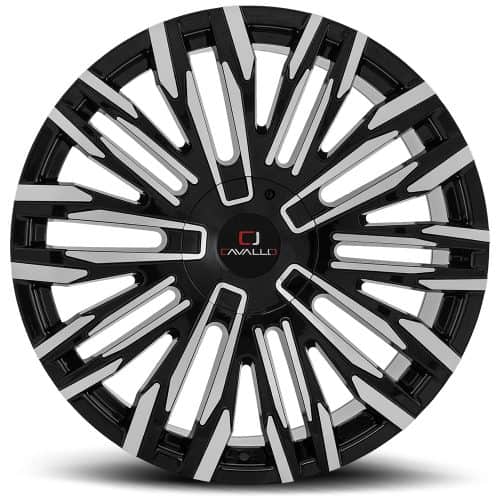 Cavallo  CLV-28  Gloss Black and Machined  22x9.5  (+15)  5x115/5x120