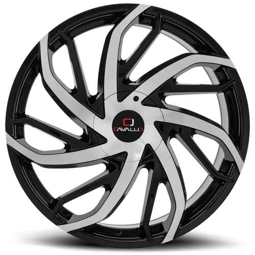 Cavallo  CLV-29  Gloss Black and Machined  20x8.5  (+35)  5x108/5x114.3