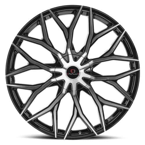 Cavallo  CLV-37  Gloss Black and Machined  24x9  (+34)  5x115/5x120