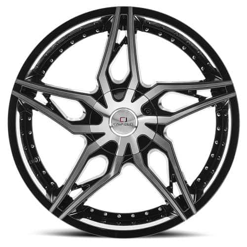 Cavallo  CLV-38  Gloss Black and Machined  22x8.5  (+38)  5x110/5x114.3