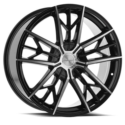 Cavallo  CLV-39  Gloss Black and Machined  20x8.5  (+35)  5x108/5x114.3