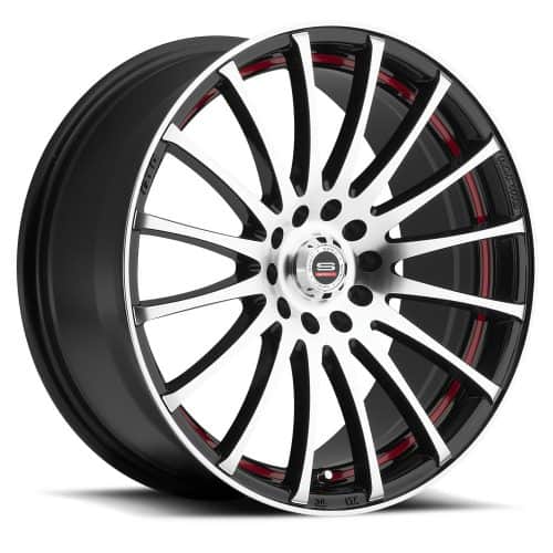 Spec 1  SP-12  Gloss Black and Machined Red Line  18x8  (+38)  5x114.3/5x120