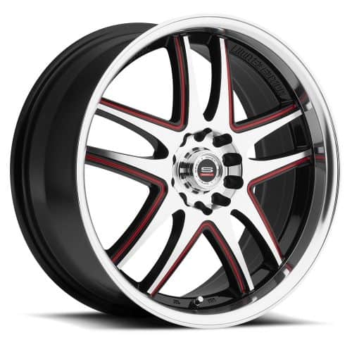 Spec 1  SP-15  Gloss Black and Machined Red Window  17x7.5  (+43)  5x114.3/