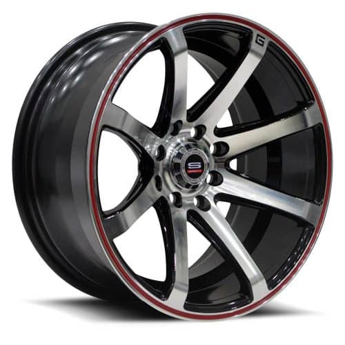 Spec 1  SP-17  Gloss Black and Machined Red Line  15x8  (+15)  4x100/4x114.3