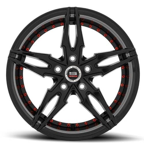 Spec 1  SP-46  Gloss Black with Red Rivets  17*7.5x  (+38)  5x114.3/