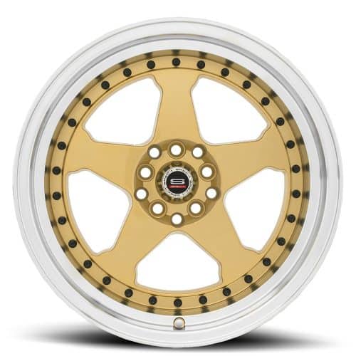 Spec 1  SPT-21  Gold and Machined Lip with Black Rivets  17*8.0x  (+30)  5x100/5x114.3