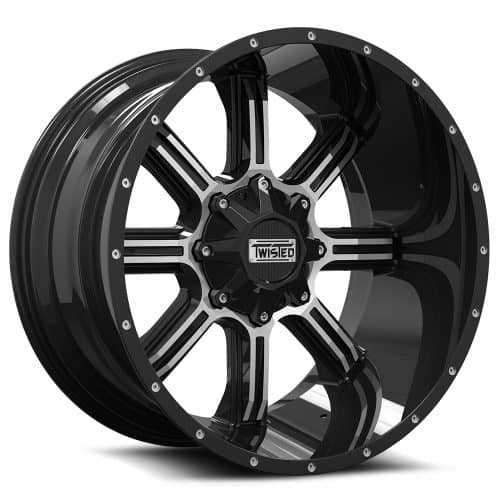 Twisted Wheels  T-21  Black and Machined  22x12  (-44)  8x170