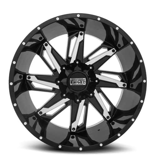 Twisted Wheels  T-22  Black and Machined  22x12  (-44)  6x135/6x139.7