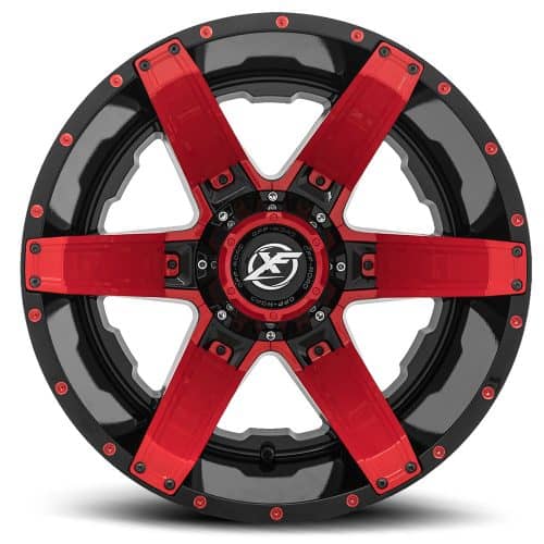 XF Offroad  XF-214  Gloss Black and Milled with Red Inserts  22x12  (-44)  5x139.7/5x150