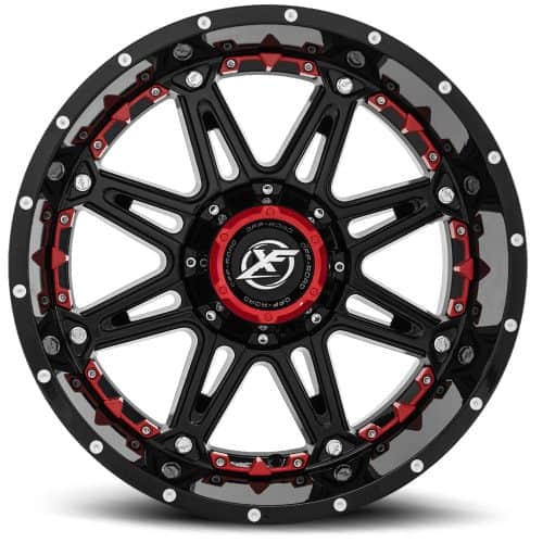 XF Offroad  XF-217  Gloss Black with Red Inserts  20x12  (-44)  5x127/5x139.7