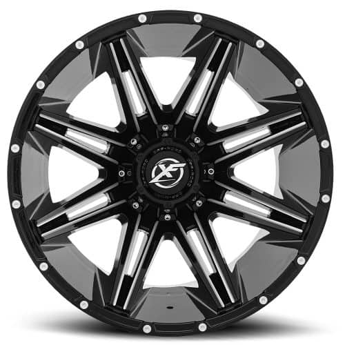 XF Offroad  XF-220  Gloss Black and Milled  22x12  (-44)  8x170/8x165.1