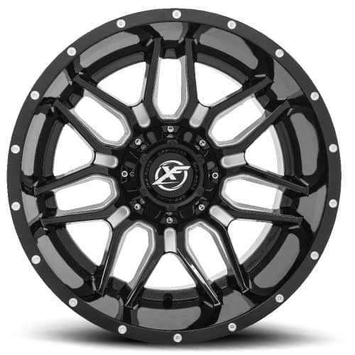 XF Offroad  XF-222  Gloss Black and Milled  24x14  (-76)  8x165.1/8x170