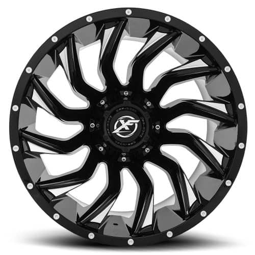 XF Offroad  XF-224  Gloss Black and Milled  24x14  (-76)  8x165.1/8x170