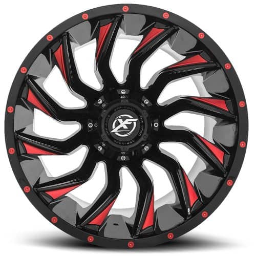 XF Offroad  XF-224  Gloss Black with Red  28x14  (-76)  6x135/6x139.7