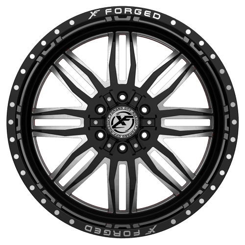 XF Offroad Forged  XFX-303  Gloss Black and Milled with Red Inner  22x12  (-44)  5x139.7/5x150 - Image 2