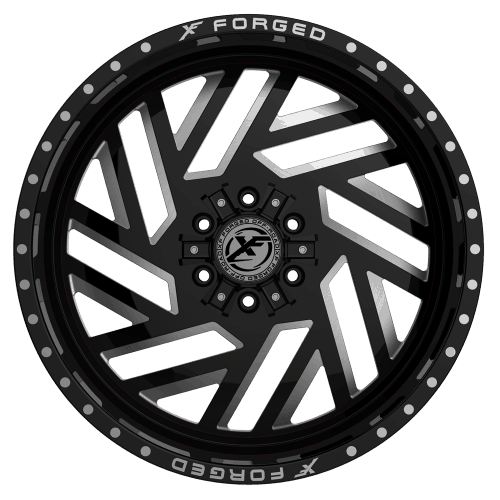 XF Offroad Forged  XFX-304  Gloss Black and Milled with Red Inner  22x12  (-44)  5x139.7/5x150 - Image 2