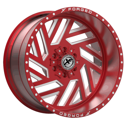 XF Offroad Forged  XFX-304  Red with Milled Windows  22x12  (-44)  5x139.7/5x150