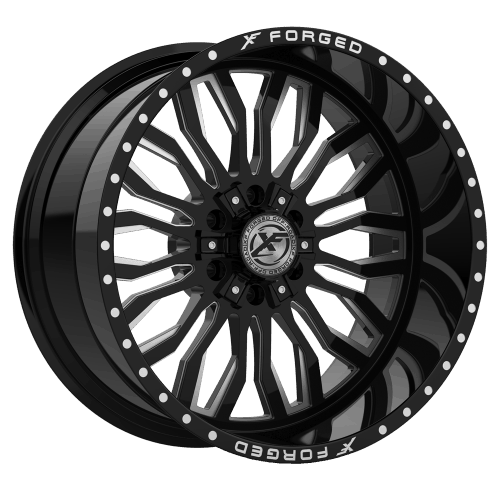 XF Offroad Forged  XFX-305  Black with Milled Windows  24x14  (-76)  8x165.1/8x170