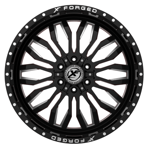 XF Offroad Forged  XFX-305  Gloss Black and Milled with Red Inner  22x12  (-44)  5x139.7/5x150 - Image 2