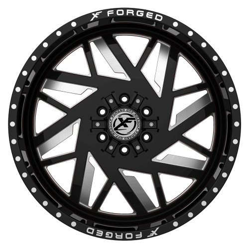 XF Offroad Forged  XFX-306  Gloss Black and Milled with Red Inner  22x12  (-44)  5x139.7/5x150 - Image 2