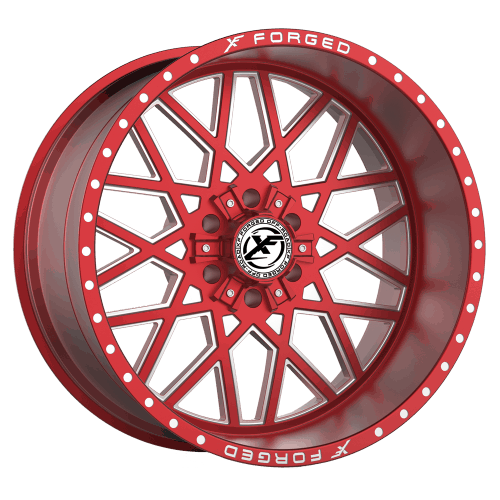 XF Offroad Forged  XFX-307  Red with Milled Windows  22x12  (-44)  5x139.7/5x150