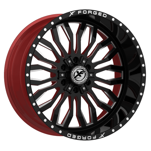 XF Offroad Forged  XFX-305  Gloss Black and Milled with Red Inner  24x14  (-76)  5x127/5x139.7