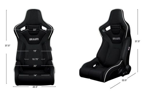 Braum Elite-R Series Racing Seats (black cloth with white piping) - Image 3