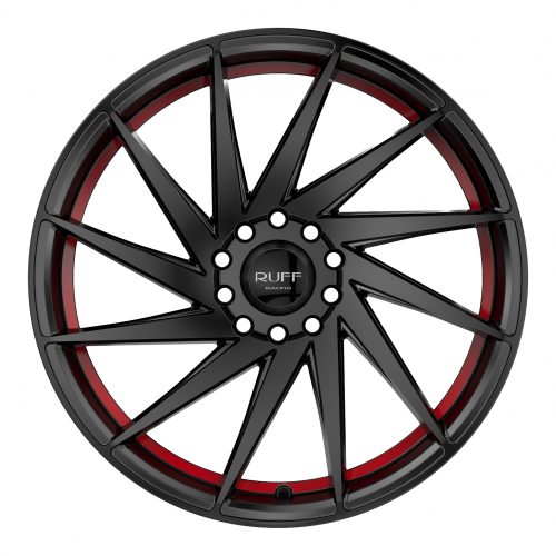 Ruff R363 Satin Black W/ Red Pin 18x8 (+38) 4x100/4x114.3 - Image 3