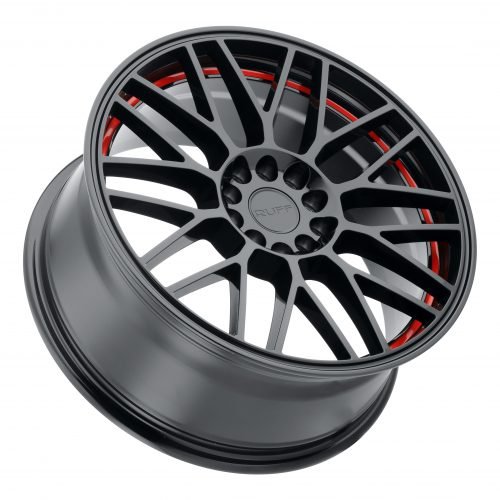 Ruff Overdrive Gloss Black W/ Red Inner Lip 17x7.5 (+38) 5x100/5x114.3 - Image 2