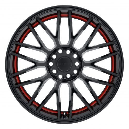 Ruff Overdrive Gloss Black W/ Red Inner Lip 17x7.5 (+38) 5x100/5x114.3 - Image 3