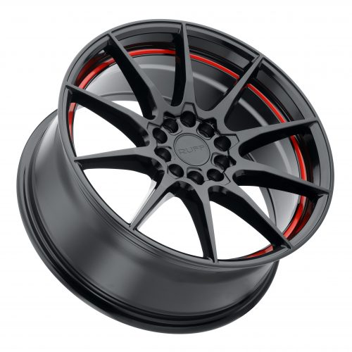 Ruff Speedster Gloss Black W/ Red Stripe 18x8 (+38) 5x100/5x114.3 - Image 2