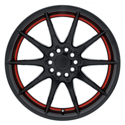 Ruff Speedster Gloss Black W/ Red Stripe 18x8 (+38) 5x100/5x114.3 - Image 3