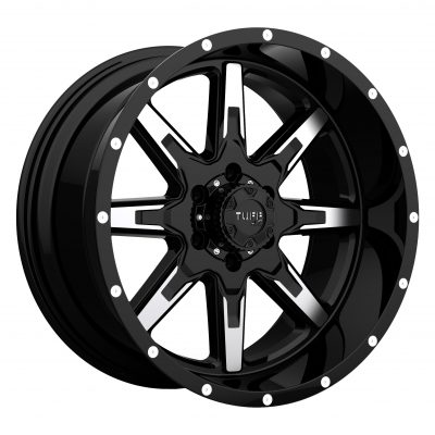 Tuff T15 Gloss Black W/ Machined Face 22x10 (+5) 6x139.7