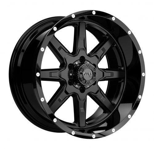 Tuff T15 Satin Black W/ Gloss Black Lip 20x10 (-19) 6x139.7