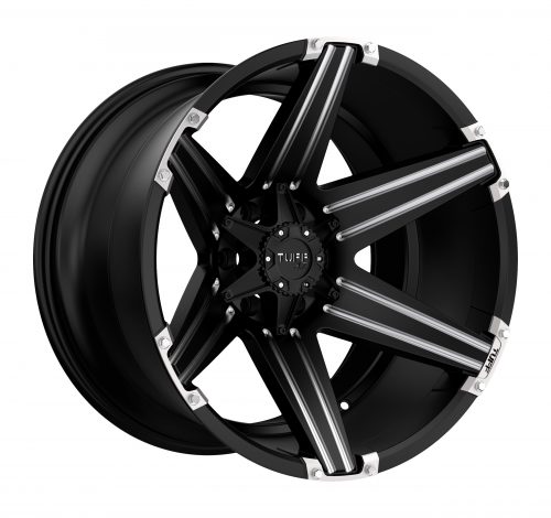 Tuff  T12  Satin Black With Milled Spokes And Brushed Inserts  20x12  (-45)  6x139.7