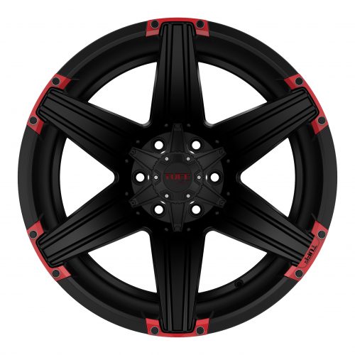 Tuff T12 Satin Black W/ Red Inserts 20x10 (-19) 6x139.7 - Image 2