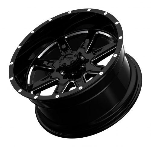 Tuff T15 Gloss Black W/ Milled Spokes 22x10 (-19) 5x127 - Image 2