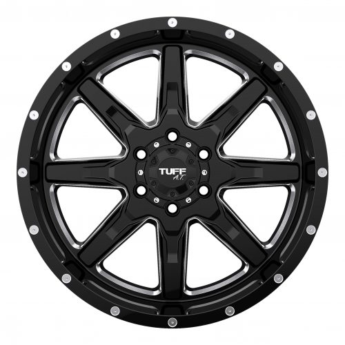 Tuff T15 Gloss Black W/ Milled Spokes 22x10 (-19) 5x127 - Image 3