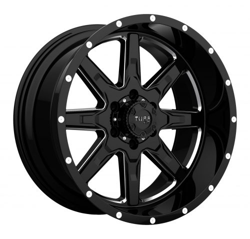 Tuff T15 Gloss Black W/ Milled Spokes 22x10 (-19) 5x127