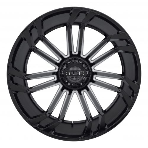 Tuff T21 Gloss Black W/ Milled Spokes 22x12 (-45) 6x135 - Image 3